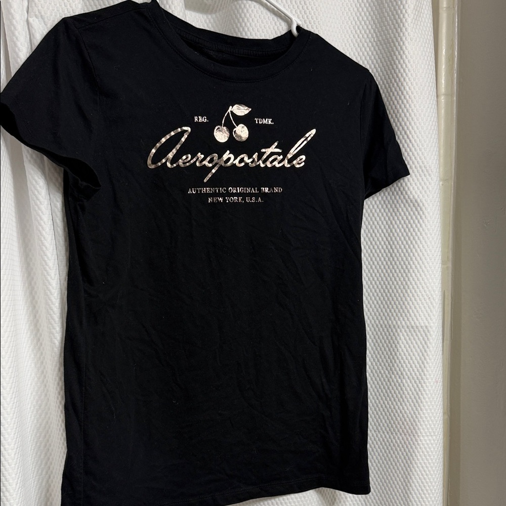 Aeropostale Black Tee with Cherry Graphic